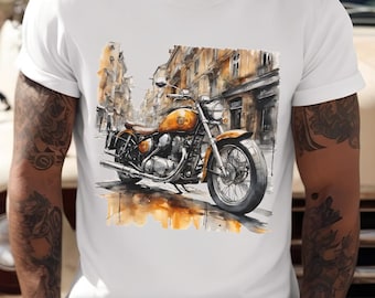 Distressed Motorcycle Graphic Tee: Biker T-Shirt or Sweatshirt