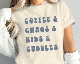 Mom Life Coffee Shirt: Funny Motherhood Tee Coffee Chaos Kids
