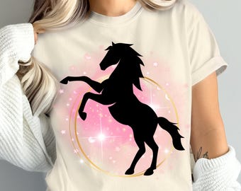 Horse Shirt, Pink Sparkle Tshirt or Sweatshirt, Horse Lover Gift