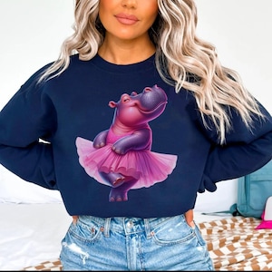 Hippo Shirt Women, Happy Hippo Tshirt, Hippos Make Me Happy Tee, Hippo Sweatshirt, Hippopotamus T Shirt, Pink Dancing Hippo, Animal Shirts