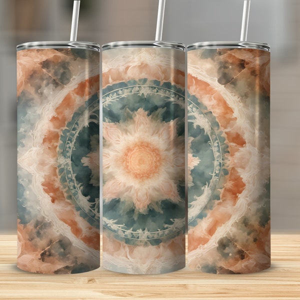 Hippie Chic 20 Ounce Skinny Tumbler Wrap, Boho Pastel Sublimation, Digital Design, Straight and Tapered, Instant Download PNG