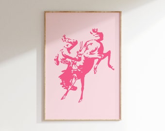 Pink Cowboy Digital Art Print, Western Wall Art, Instant Digitale Download, Cowboy Poster, Western Prints, Trendy Wall Art, minimalistisch decor