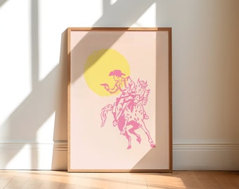 Western Cowboy Art Print, Wild West Wall Art, Western Decor, Vintage Cowboy Poster, Minimalist Southern Wall Art, Ranch Wall Decor