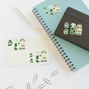 Hojas de pegatinas del día de San Patricio: decoración primaveral con tréboles, pegatinas de diario de la suerte irlandesa, suministros para planificadores del 17 de marzo, álbum de recortes con tréboles verdes