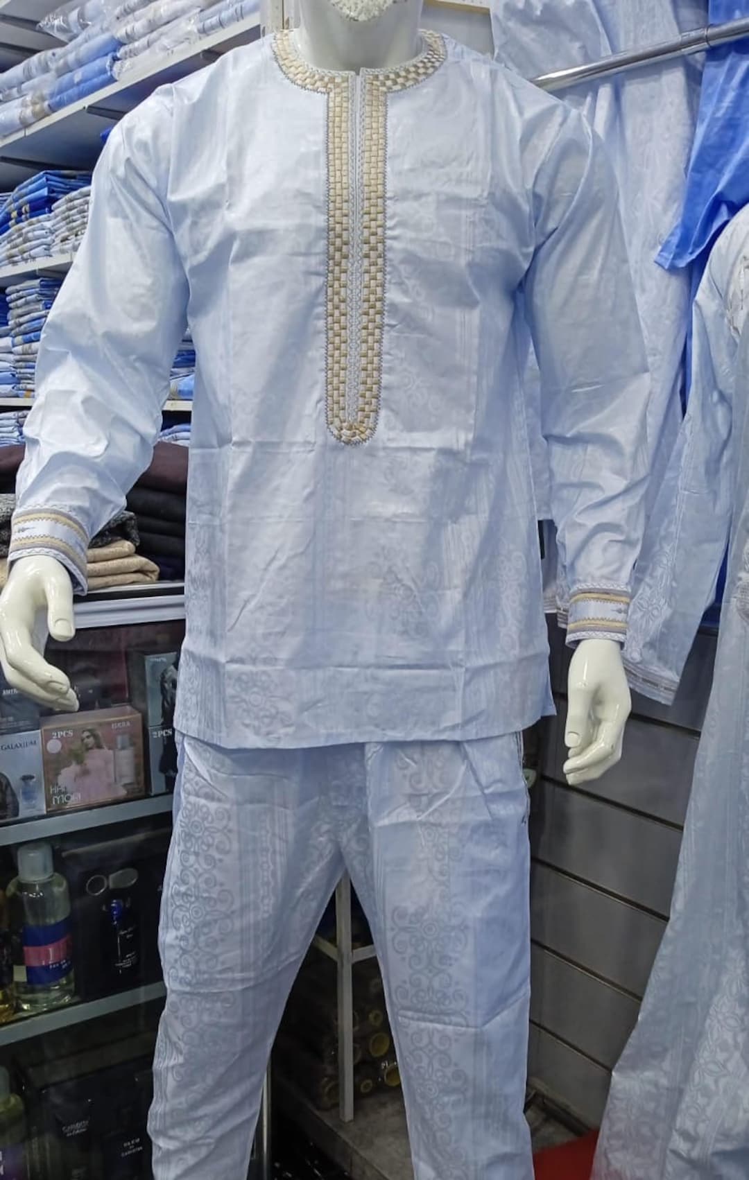 Men's Long Sleeve Kaftan Thobe Robe Side Split Men Thobe With Pockets ...