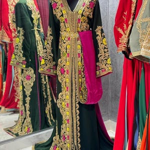 Elegant Moroccan Caftan Dress, 6 colors Caftan for Women, Bridal Dress, Moroccan silk Handmade Embroidered, Wedding Dress