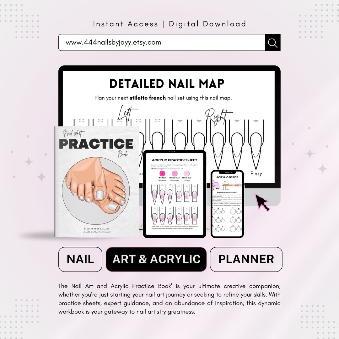 Nail Art Planner //acrylic Practice Sheet // Printable Nail - Etsy