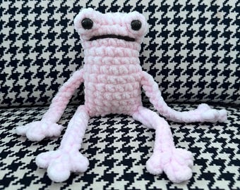 Handmade Leggy Frog Plush: Pastel Pink Froggy