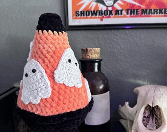 Orange Crochet Glow in the Dark Ghost Lava Lamp: Handmade Yarn Halloween Decor