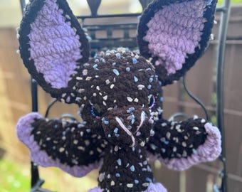 Crochet Bat Doll: Black & Purple Bat Plush