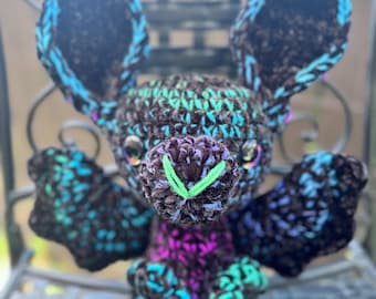 Handmade Velvet Crochet Bat Plush: Spooky Halloween Decor