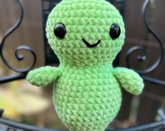 Crochet Green Ghost Plushie: Handmade Halloween Decor