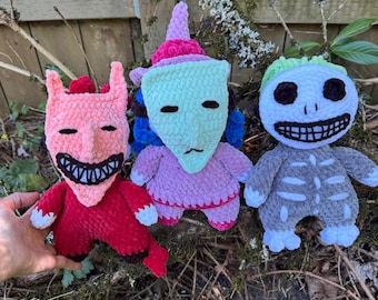 Lock, Shock and Barrel Crochet Plushie Set: Nightmare Before Christmas Inspired Dolls