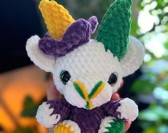 Crochet Goat Doll: Handmade Mardi Gras Plushie
