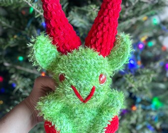 Crochet Grinch Goat Plushie: Handmade Christmas Doll