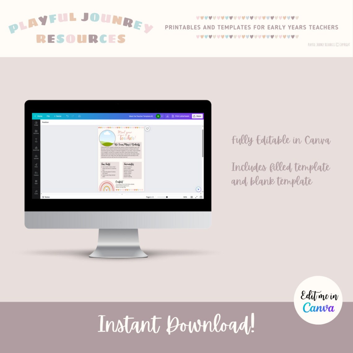 Meet the Teacher Template, Meet Your Teacher, Editable Printable ...