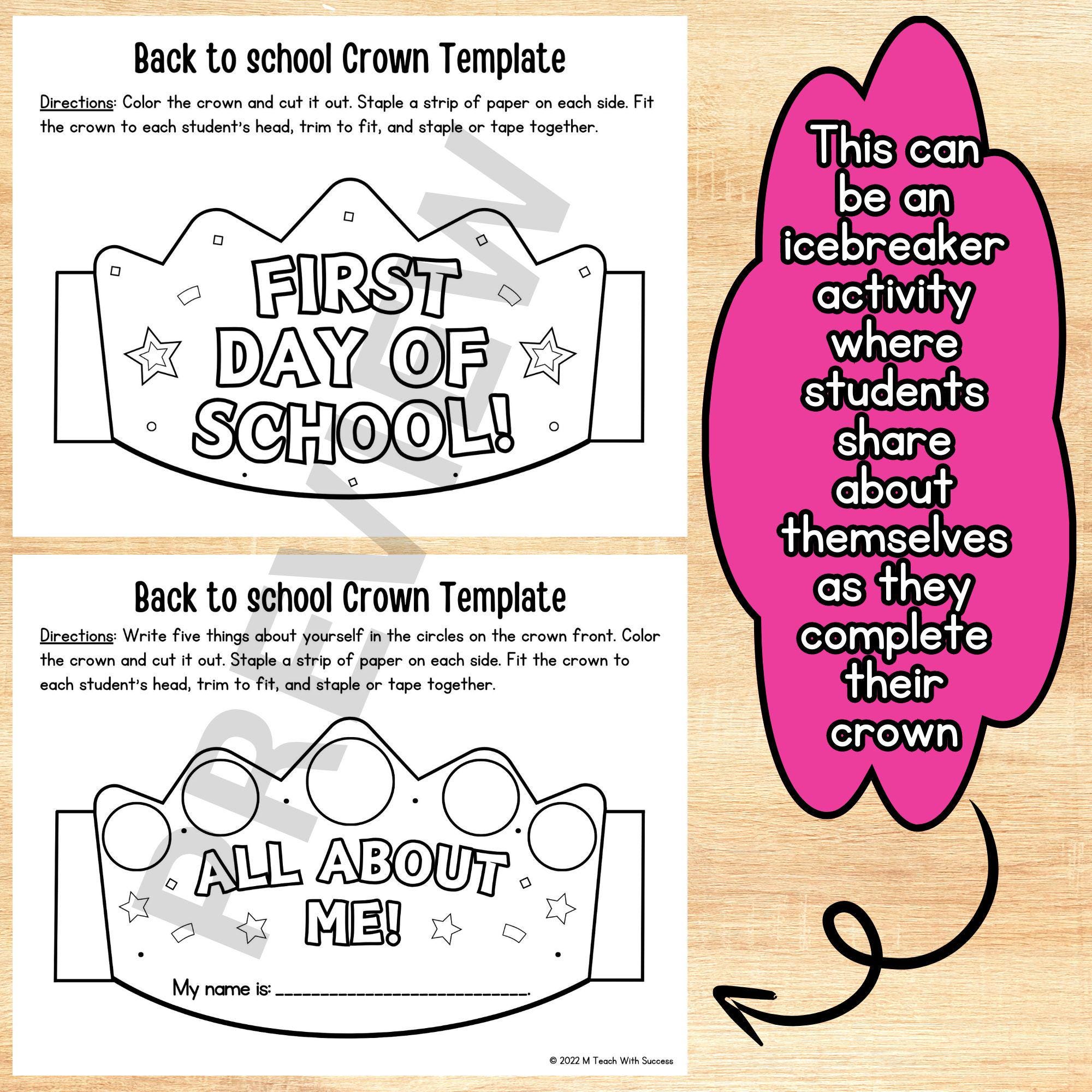 All About Me & Goals Paper Crown Crafts | First Day of School Crown ...