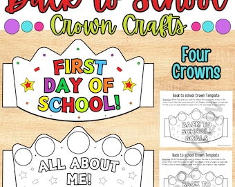 Manualidades de coronas de papel "Todo sobre mí y mis metas" / Plantillas de coronas para el primer día de clases / Diadema para el inicio del año escolar / Dibujos para colorear para niños de regreso a clases