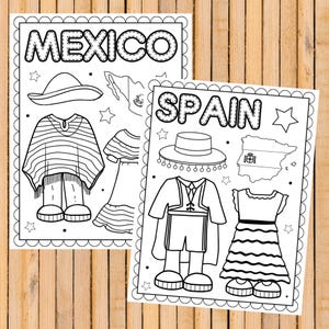 Hispanic Heritage Month Coloring Pages | Spanish Speaking Countries Clothes, Map image 2