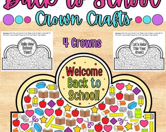 Manualidades de coronas de papel para el regreso a clases para imprimir / Plantillas de coronas para el primer día de clases / Diadema de comienzo de año / Actividad para colorear para niños