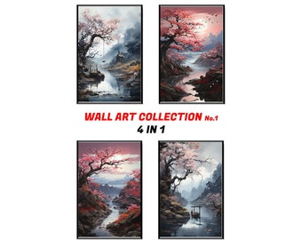 Mountain River Landscape, Spring Trees, Mountain Print, Printable Wall Art, Landscape Wall Art, River Poster, Nature Inspired Home Decor