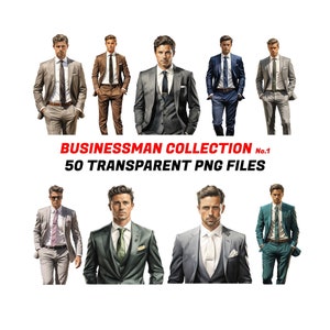 Pacchetto di clipart uomo d'affari, PNG uomo d'affari, bell'uomo clipart, uomo in abito clipart, clipart maschile, uso commerciale, clipart uomini d'affari
