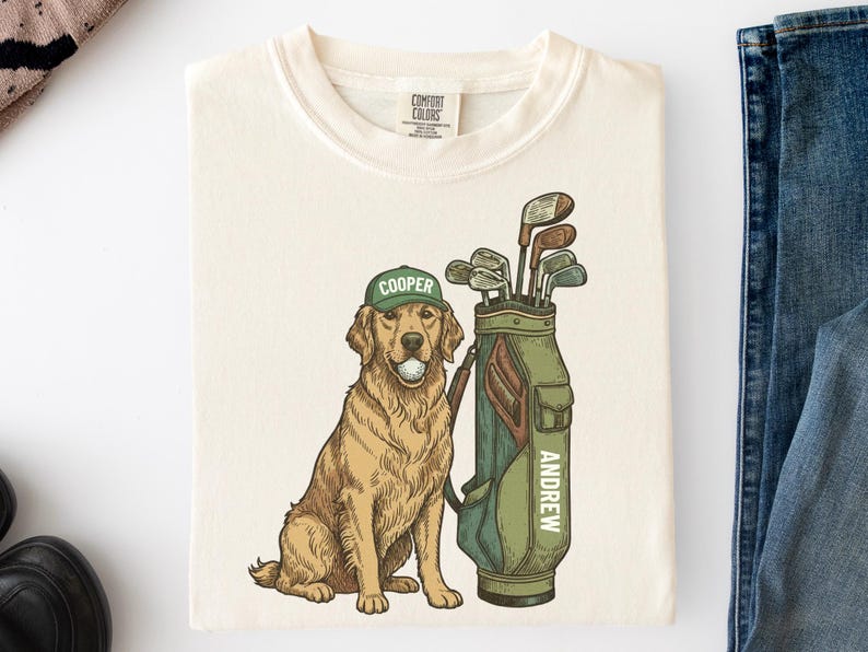 Personalized Golden Retriever Golf Shirt, Custom Name Dog Dad or Mom ...