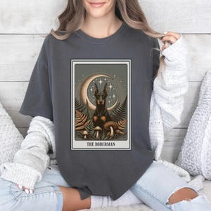 Doberman Shirt, Tarot Card Shirt, Doberman Pinscher Tee, Halloween Dog Shirt, Doberman Gifts, Dobie Dog Mom T-shirt, Dark Academia Tshirt Pepper