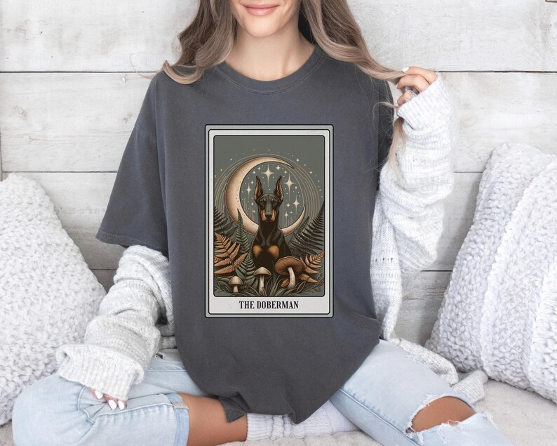 Doberman Shirt, Tarot Card Shirt, Doberman Pinscher Tee, Halloween Dog Shirt, Doberman Gifts, Dobie Dog Mom T-shirt, Dark Academia Tshirt Pepper