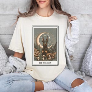 Doberman Shirt, Tarot Card Shirt, Doberman Pinscher Tee, Halloween Dog Shirt, Doberman Gifts, Dobie Dog Mom T-shirt, Dark Academia Tshirt image 9