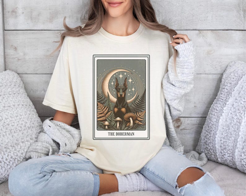 Doberman Shirt, Tarot Card Shirt, Doberman Pinscher Tee, Halloween Dog Shirt, Doberman Gifts, Dobie Dog Mom T-shirt, Dark Academia Tshirt image 9