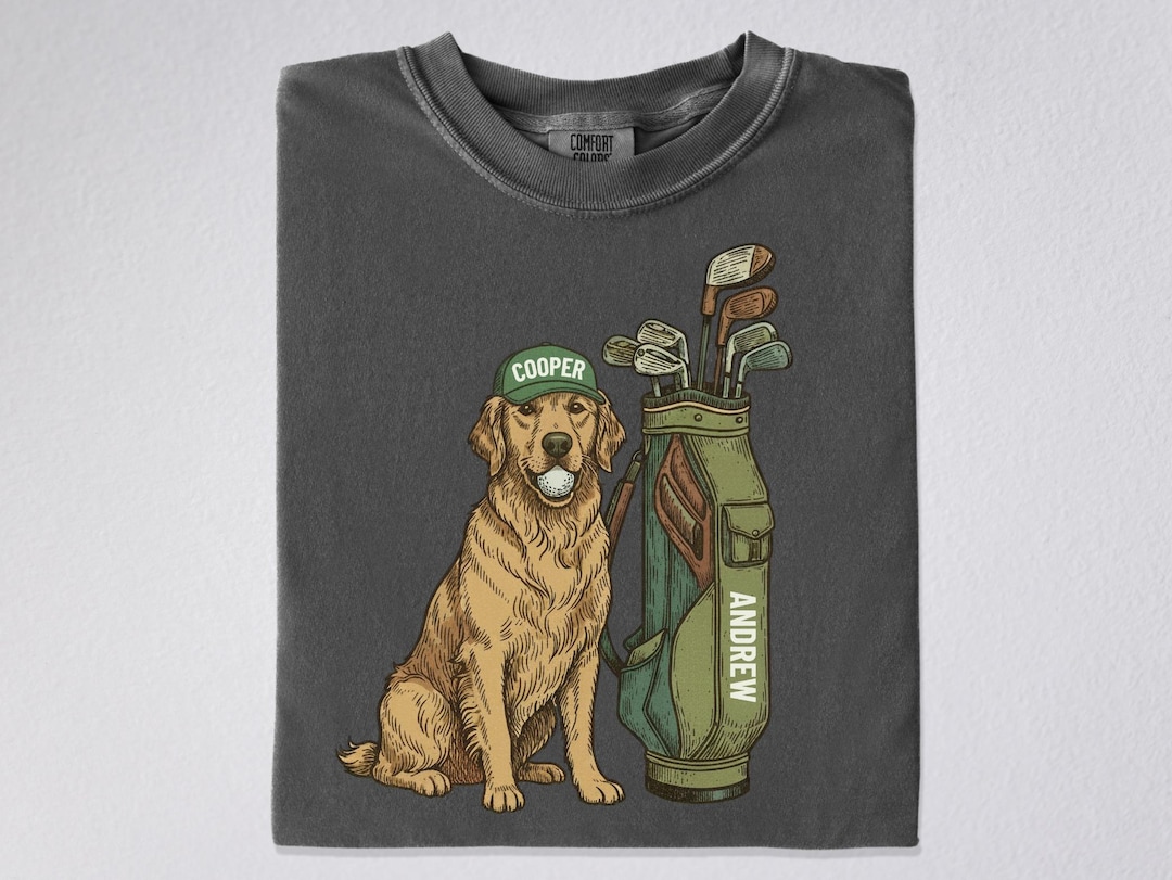 Personalized Golden Retriever Golf Shirt, Custom Name Dog Dad or Mom ...