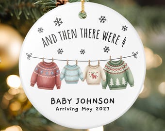 Personalized Pregnancy Announcement Ornament, Customized Baby Christmas Ornament, Second Time Mom Gift, Baby Coming Soon Ceramic Ornament