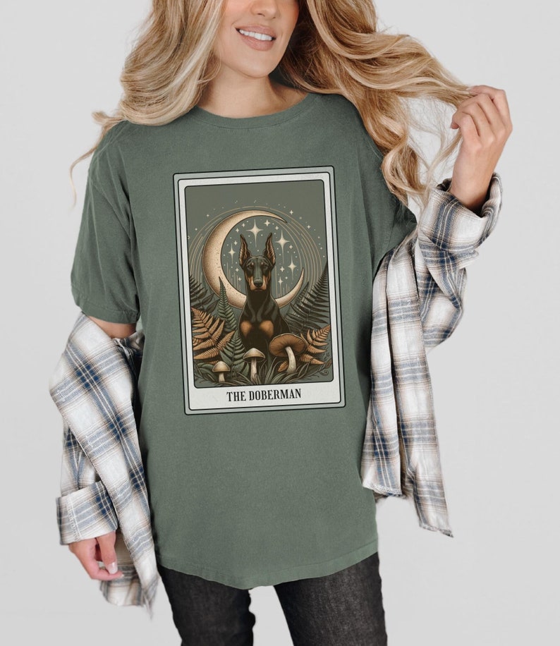 Doberman Shirt, Tarot Card Shirt, Doberman Pinscher Tee, Halloween Dog Shirt, Doberman Gifts, Dobie Dog Mom T-shirt, Dark Academia Tshirt image 1