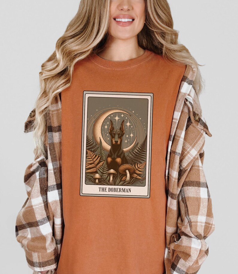 Doberman Shirt, Tarot Card Shirt, Doberman Pinscher Tee, Halloween Dog Shirt, Doberman Gifts, Dobie Dog Mom T-shirt, Dark Academia Tshirt Yam