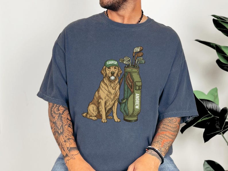 Personalized Golden Retriever Golf Shirt, Custom Name Dog Dad or Mom ...