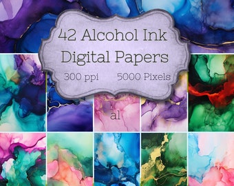 Alcohol Ink Abstract Digital Paper for Scrapbooking, Web design, invitations, Printable Wall Art, Photo backgrounds, commercial license