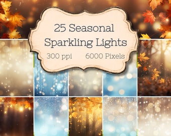 Sparkling Lights and Bokeh Digital Paper for portraits, weddings, pets, and landscapes. Photo backgrounds, commercial license included