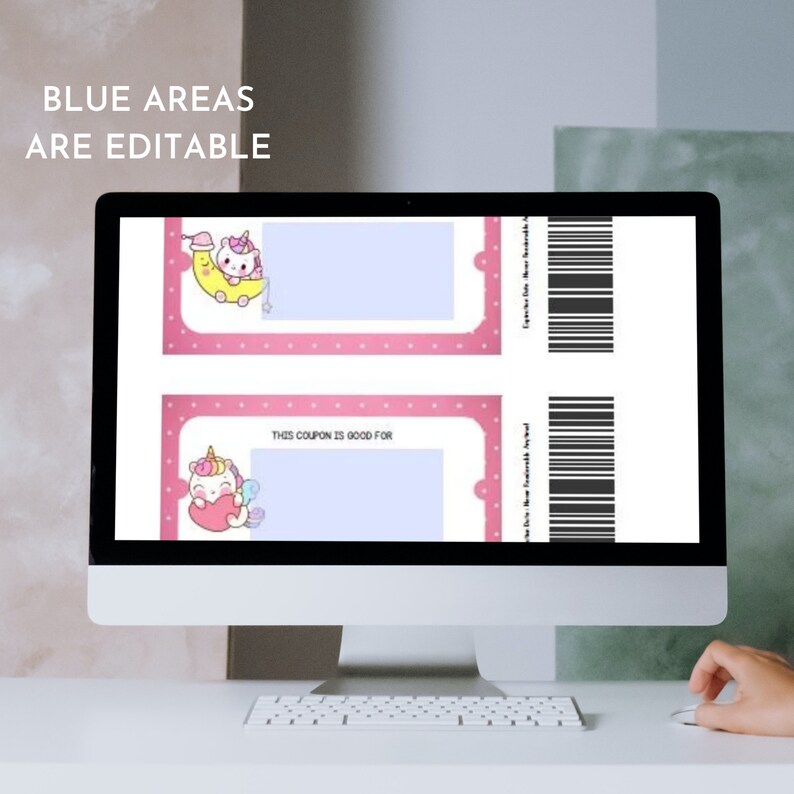 Kids Reward Coupons, Unicorn Reward Tickets, Prefilled Coupons, Blank
