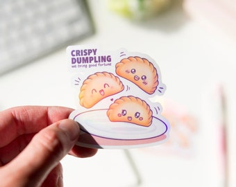 Cute Dim Sum Sticker | Crispy Dumpling, Holographic Vinyl