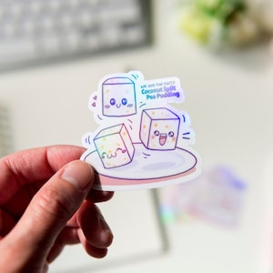 Kokos spliterwtenpudding Dim Sum sticker | Leuke vinyl gestanst sticker - schattige Dim Sum voedselsticker