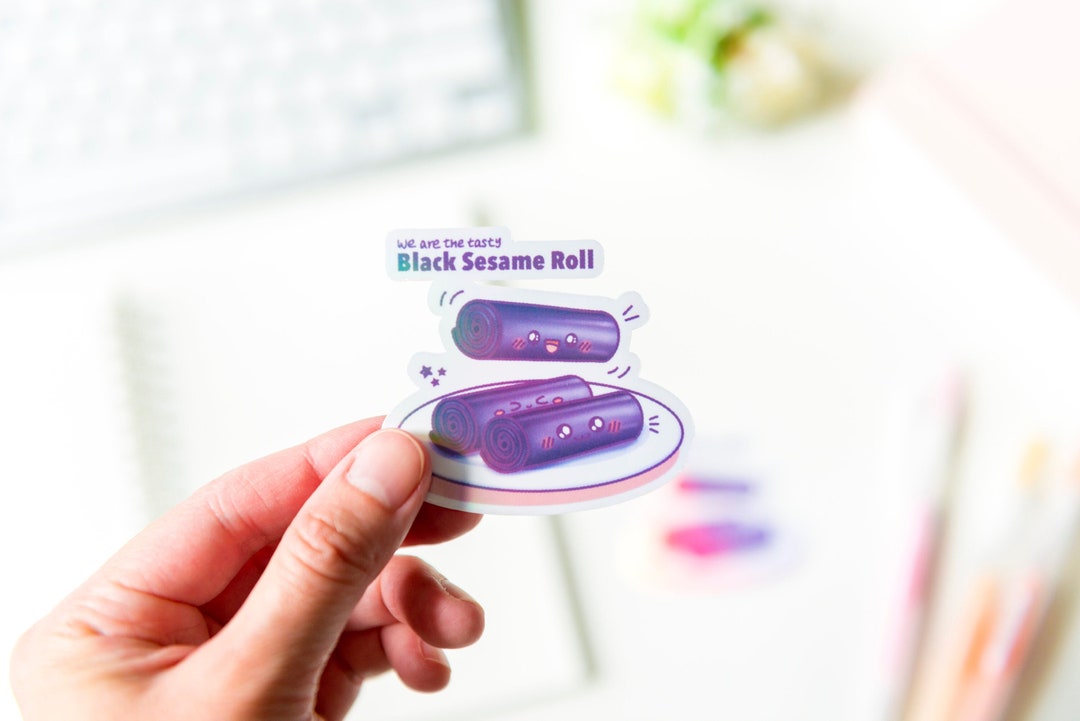 Black Sesame Roll Dim Sum Sticker Cute Vinyl Die Cut Sticker Etsy