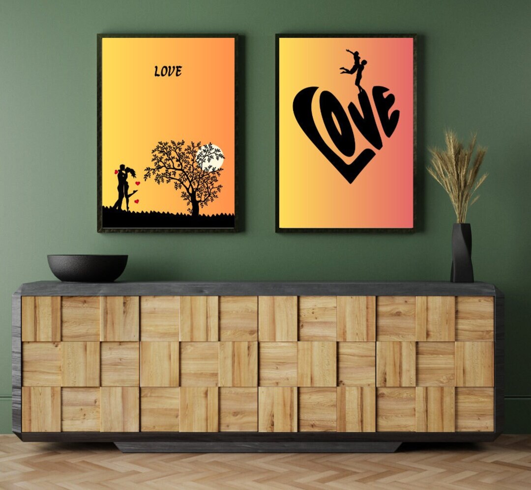 Couple Wall Art, Valentine's Day Art, Boyfriend Gift, Girlfriend Gift, Wall Art Bundle, Romantic