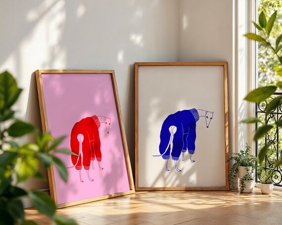 Funny Whippet Art Print | Colorful Dopamine Home Decor