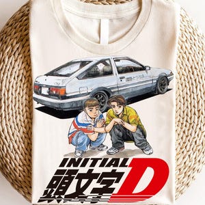Maglietta Initial D, maglietta Fujiwara Drift Racing, t-shirt unisex JDM Car Culture Anime, grafica manga giapponese Street Racing, regalo per appassionati di corse retrò anni '90