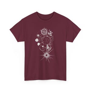 Outer Wilds Gaming-tröja, Indie Space Exploration Video Game-t-shirt, Retro Sci-Fi-grafik-tröja, Kosmisk Äventyrs-Gamer-gåva Unisex-tröja Maroon