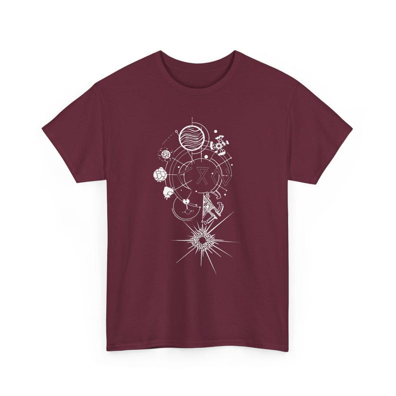 Outer Wilds Gaming-tröja, Indie Space Exploration Video Game-t-shirt, Retro Sci-Fi-grafik-tröja, Kosmisk Äventyrs-Gamer-gåva Unisex-tröja Maroon
