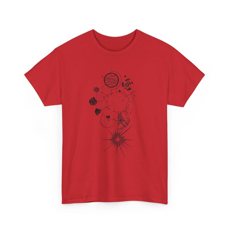 Outer Wilds Gaming-tröja, Indie Space Exploration Video Game-t-shirt, Retro Sci-Fi-grafik-tröja, Kosmisk Äventyrs-Gamer-gåva Unisex-tröja Red
