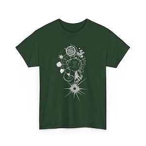 Outer Wilds Gaming-tröja, Indie Space Exploration Video Game-t-shirt, Retro Sci-Fi-grafik-tröja, Kosmisk Äventyrs-Gamer-gåva Unisex-tröja Forest Green