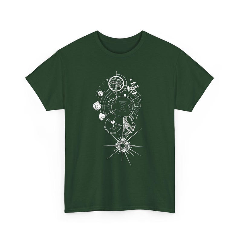 Outer Wilds Gaming-tröja, Indie Space Exploration Video Game-t-shirt, Retro Sci-Fi-grafik-tröja, Kosmisk Äventyrs-Gamer-gåva Unisex-tröja Forest Green